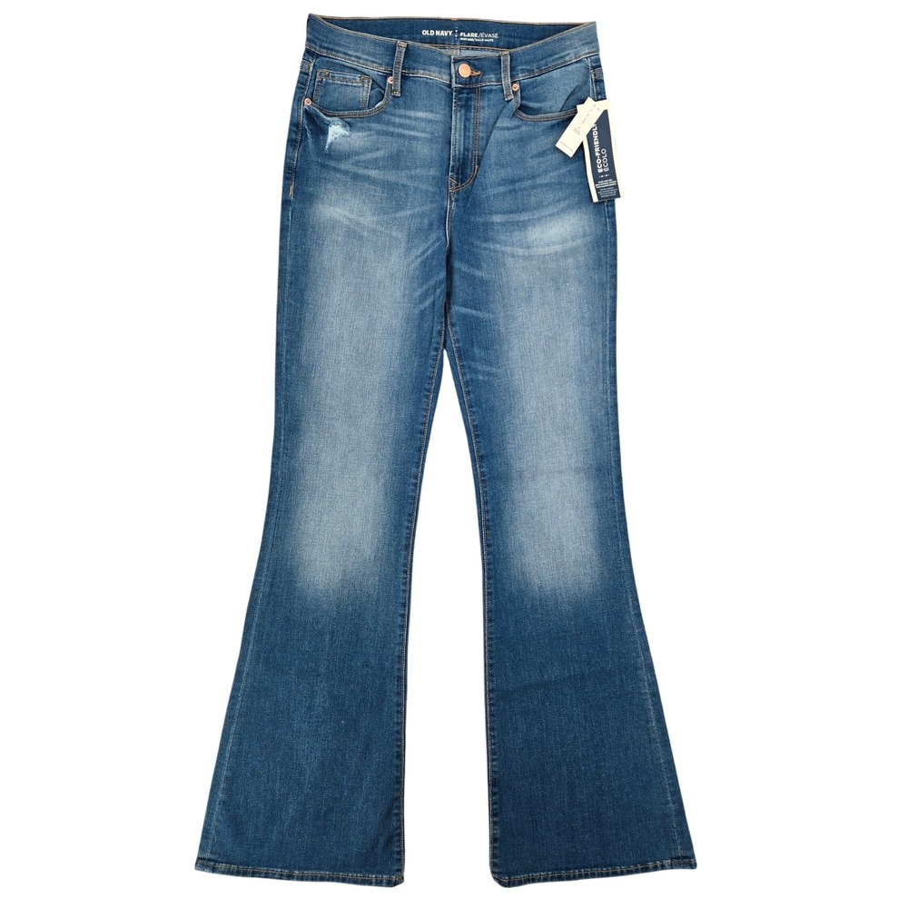 Old Navy NEW 8 Regular Flare Jeans Women Blue High Rise Retro Boho‎